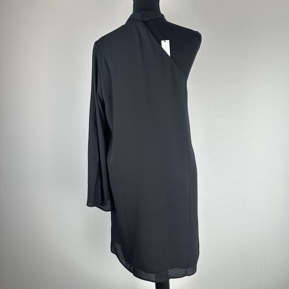 Three Eighty Two Dress Womens Large Black One Shoulder LBD Cocktail Minimalist - Picture 7 of 16